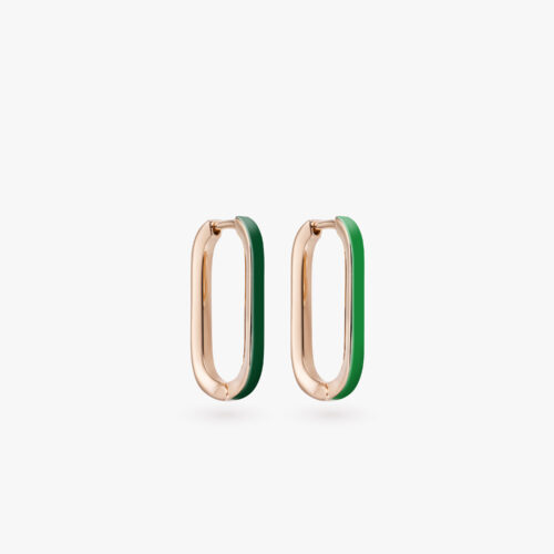 B-Glam Chromatic Reversible Single Earring in Yellow Gold and Forest Green Enamel, Mini