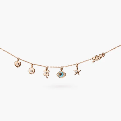 Talisman Iconic Charms Necklace in Rose Gold with Diamond Accents