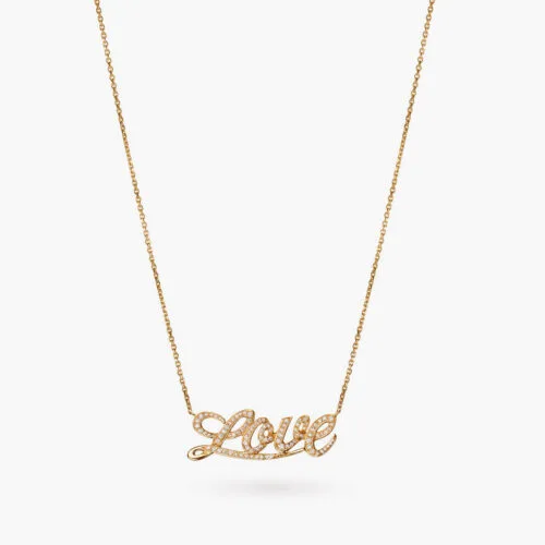 Talisman Love Necklace in Rose Gold with Pavé Diamonds, Large
