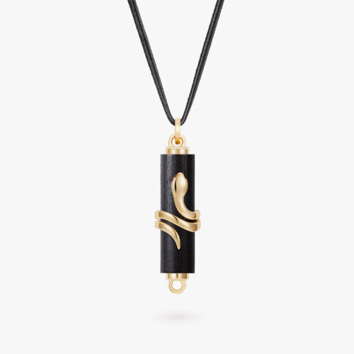 Snake Touch Pendant in Yellow Gold and Ebony Wood