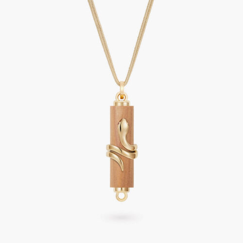 Snake Touch Pendant in Yellow Gold and Cedar Wood