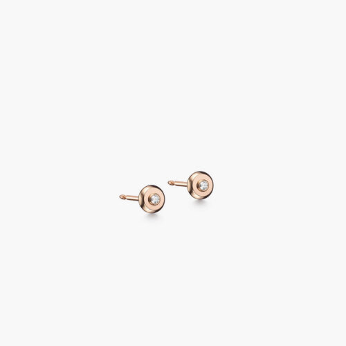 Beret Icon Earrings in Rose Gold with One Diamond, 7mm