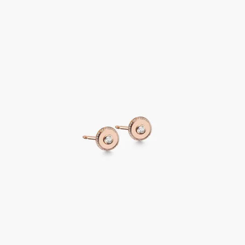 Beret Icon Earrings Ultimate in Rose Gold with Pavé Diamonds, 9mm