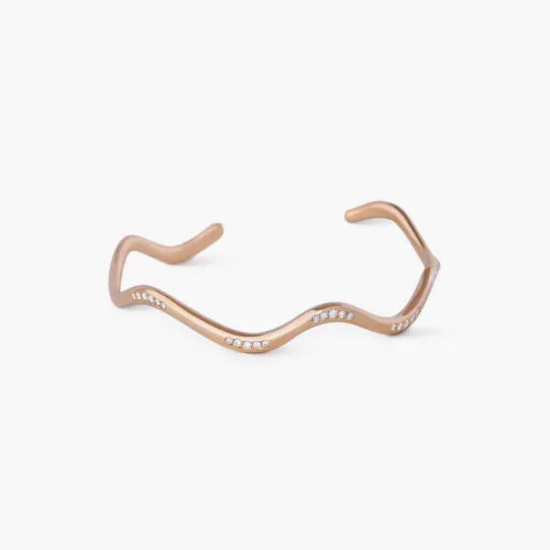 Aquatica Mini Bangle in Yellow Gold Spotted with Diamonds