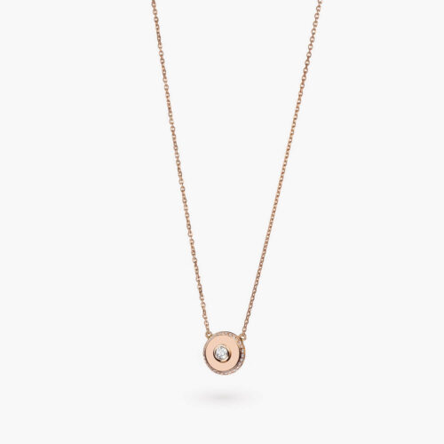 Beret Icon Necklace in Rose Gold Ultimate with Pavé Diamonds, 9mm