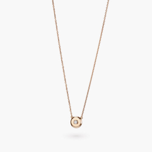 Beret Icon Necklace in Rose Gold with One Diamond, 7mm