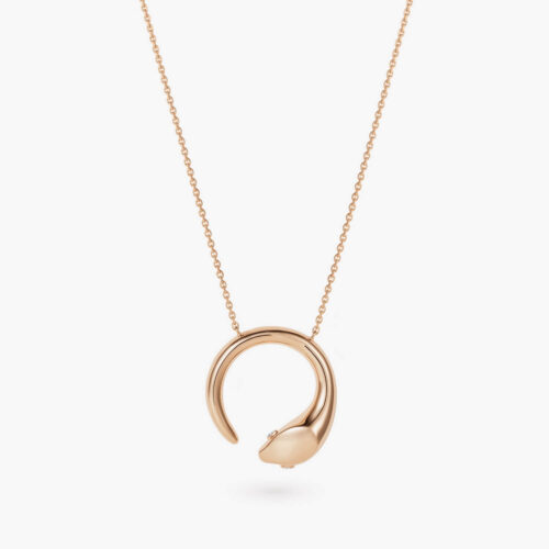 Reptilia Necklace in Rose Gold with Diamond Eyes, Medium