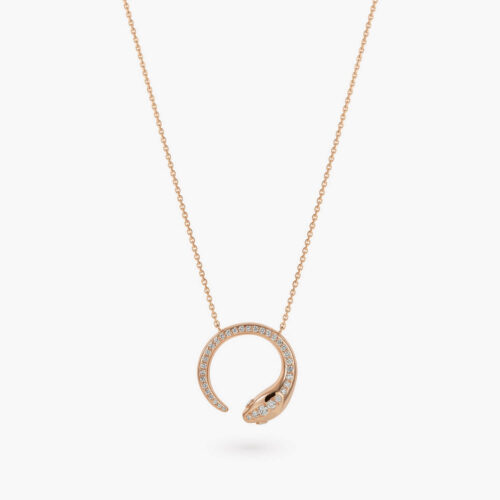 Reptilia Necklace in Rose Gold  Ultimate with Pavé Diamonds and Diamond Eyes, Small