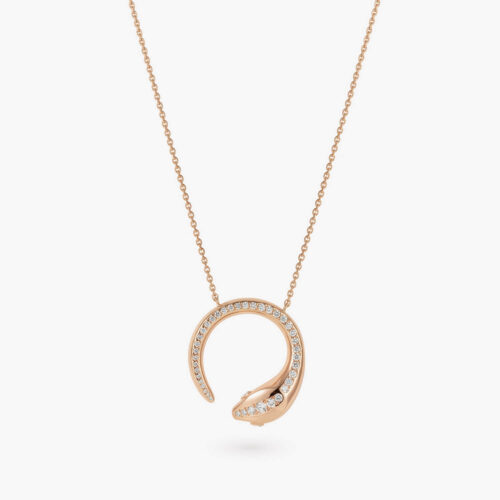 Reptilia Necklace in Rose Gold  Ultimate with Pavé Diamonds and Diamonds Eyes, Medium