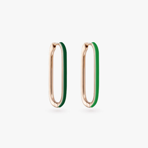 B-Glam Chromatic Reversible Single Earring in Yellow Gold and Forest Green Enamel, Small