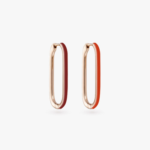 B-Glam Chromatic Reversible Single Earring in Yellow Gold and Red Enamel, Small