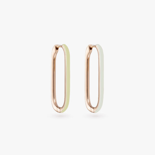B-Glam Chromatic Reversible Single Earring in Yellow Gold and Earth Yellow Enamel, Small